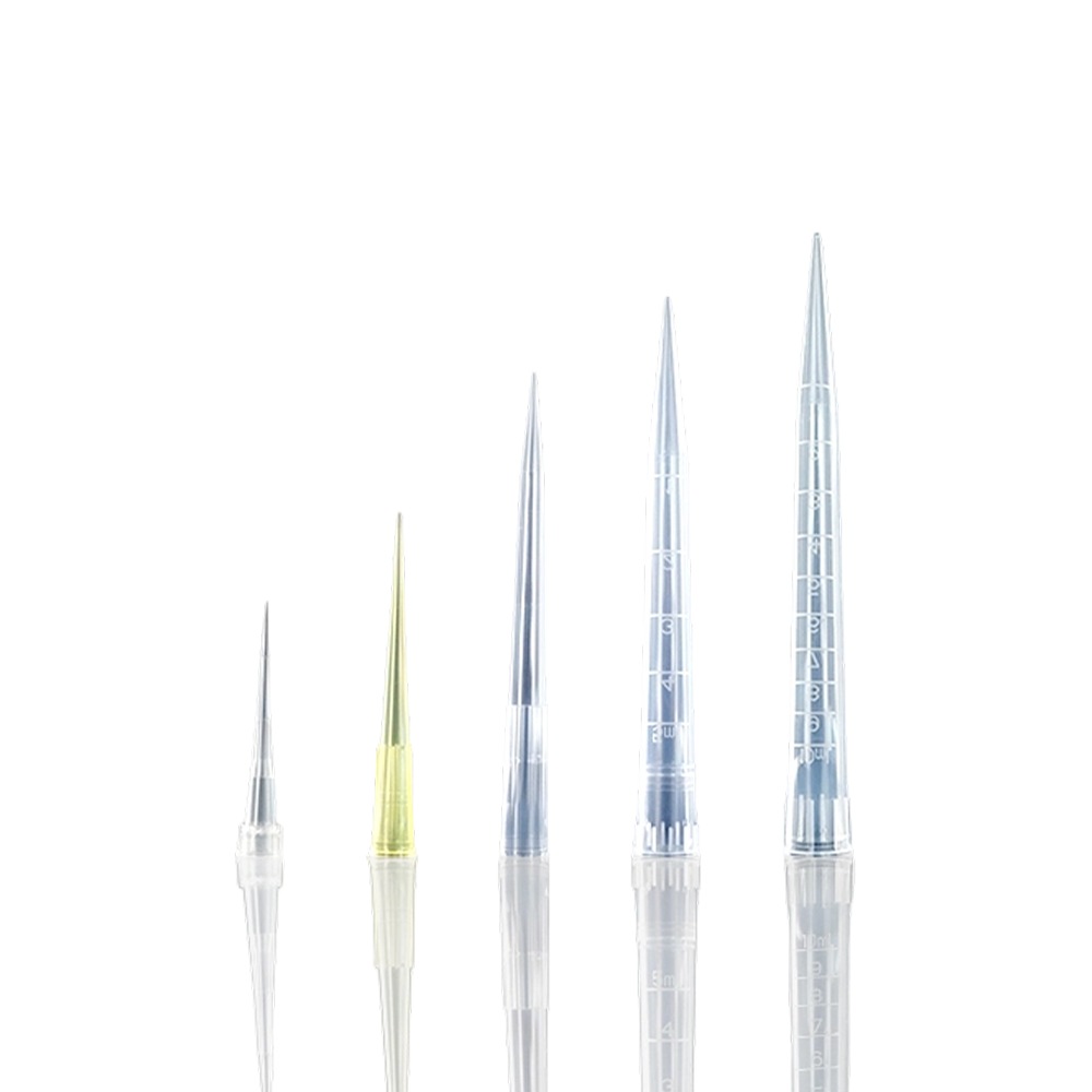Qiujing hőforrás nélküli, zacskós, átlátszó, alacsony kölcsönzésű laboratóriumi pipettahegyek
